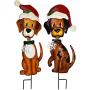 Gift Boutique Christmas Yard Stakes - Outdoor Garden Decorations - Set of 2 30'' Metal Bobble-Head Dog Holiday Decoration