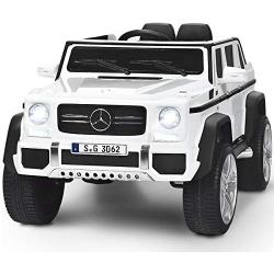 Costzon Ride on Car, Licensed Mercedes-Benz Maybach G650S, 12V Battery Powered Toy w/ 2 Motors, 2.4G Remote Control, 3 Speeds, Lights, Horn, Music, Truck, Electric Vehicle for Kids (White)