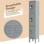 INVIE Metal Locker for School Steel Storage Cabinet for Employees Home Office Gym and Lobby Lounge with 3 Door 3 Tier Gray INVIE Metal Locker for School Steel Storage Cabinet for Employees Home Office Gym and Lobby Lounge with 3 Door 3 Tier Gray