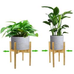 Plant Stand Indoor-Mid Century Plant Stand Adjustable Modern Plant Holder Bamboo fit 8 9 10 11 12 inches Pot Sizes