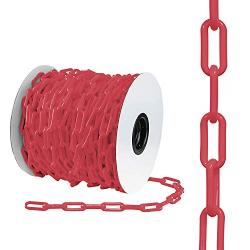 Houseables Red Plastic Chain, Temporary Safety Barrier, 124 Foot, 2'' Links, Light Weight, UV Protected, Accessory for Crowd Control, Queue Line, Decoration, Chains Link Fence, Barricade, Portable Rope