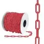 Houseables Red Plastic Chain, Temporary Safety Barrier, 124 Foot, 2'' Links, Light Weight, UV Protected, Accessory for Crowd Control, Queue Line, Decoration, Chains Link Fence, Barricade, Portable Rope