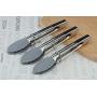 HINMAY Silicone Utility Tong Kitchen Tongs 7 Inch Metal Salad Tongs, Set of 3 (Gray)