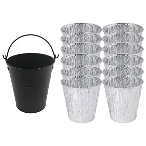 Replacement for Oklahoma Joes 9518545P06 Smoker Grease Drip Bucket,Black Metal Pail with 12 Pack Aluminum Grill Bucket Liner/Drip Insert Replacement for Oklahoma Joes 9518545P06 Smoker Grease Drip Bucket,Black Metal Pail with 12 Pack Aluminum Grill Bucket Liner/Drip Insert