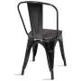 COSTWAY 18 Inch Dining Chair Set of 4, Industrial Vintage Stackable Metal Stools, Counter Bar Stools with High Backrest, Wood Seat, for Home, Kitchen and Cafe Bar Use