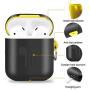 Amoysanli Metal AirPods Case Compatible AirPods 1&2 Charging Cover Case Dual Layer AirPods Cover Skin with Keychain (Not for Wireless Charging Case) (Black)