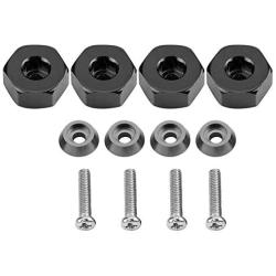 Dilwe RC Car Hex Hub Adapter, 4 Pcs Aluminium Alloy 6mm to 12mm Wheel Hex Hub Adapter for WPL 1634 RC Truck RC Spare Part Accessory (Black)