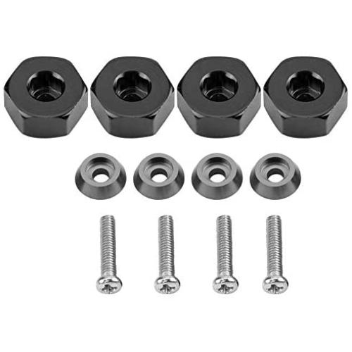 Dilwe RC Car Hex Hub Adapter, 4 Pcs Aluminium Alloy 6mm to 12mm Wheel Hex Hub Adapter for WPL 1634 RC Truck RC Spare Part Accessory (Black)