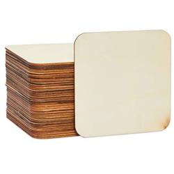 Wood Rounded Squares for Crafts, Unfinished Wooden Cutout (5.1 in, 36 Pieces)