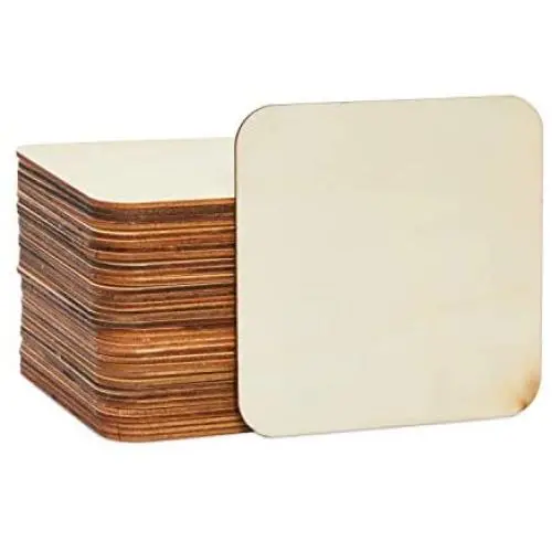 Wood Rounded Squares for Crafts, Unfinished Wooden Cutout (5.1 in, 36 Pieces) Wood Rounded Squares for Crafts, Unfinished Wooden Cutout (5.1 in, 36 Pieces)