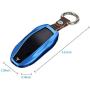 AziPro Tesla Key Fob Cover Alumium Hard Keyless Remote Flip Key Protection Case Cover Key Chain Men Women (Model S & Model 3, Blue)