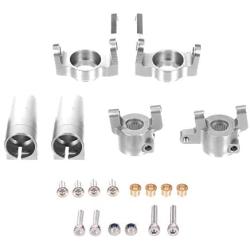 DAPENGNIAO Metal Front Steering Knuckles C Hub Carrier Rear Axle Lock Out Set Suitable for Axial SCX10 II 90046 90047 RC Car Parts Accessories (Color : Silver)