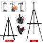T-Sign 72 Tall Display Easel Stand, Aluminum Metal Tripod Art Easel Adjustable Height from 22-72”, Extra Sturdy for Table-Top/Floor Painting, Drawing and Display with Bag, Black