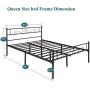 VECELO Bed Frame/Mattress Foundation with Vintage Headboard & Footboard, Easy Assembly, Queen, Black