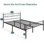 VECELO Bed Frame/Mattress Foundation with Vintage Headboard & Footboard, Easy Assembly, Queen, Black