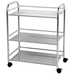 YKEASE 3-Shelf Shelving Units on Wheels Stainless Steel Kitchen Cart Microwave Stand - Bathroom Garage Storage Shelves 24 Inches Wide