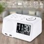 Alarm Clock Radio Digital FM Led Display Radio with USB Port Dual Alarms Dimmer Snooze Sleep Timer for Bedroom-White