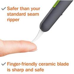 Safety Seam Ripper With Automatic Spring-Loaded Retraction, Safety Blade, 10597 Ambidextrous Tool, Replaceable Blade Lasts up to 11x Longer Than Metal - 1 Piece