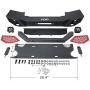 JROAD Compatible with Front Bumper Jeep Wrangler 2007-2018 JK JKU Sahara Rubicon Sports 2/4-door 2xLED Fog Lights Built-in Winch Plate Stubby Blade Heavy Steel Grille Guard Tube