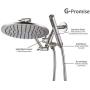 G-promise All Metal Dual Shower Head Combo | 8& Rainfall Shower Head, Handheld Shower Wand | Smooth 3-way Diverter | with Adjustable Extender - An Upgrade of Shower Experience (Brushed Nickel)