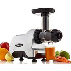 Omega Compact Slow Speed Multi-Purpose Nutrition System Juicer with Quiet Motor Creates Continuous Fresh Healthy Fruit and Vegetable Juice at 80 RPM, 200-Watt, Silver