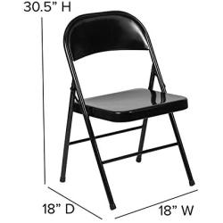 LIVING TRENDS Marvelius Series Double Braced Black Metal Folding Chair