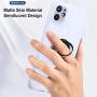 iPhone 11 Embedded 360 Metal Ring holder Case, OiOMGin Lens Hole Protection Case, Hard Semilucent Translucent Matte Skin Back with Soft Side iPhone 11 6.1inch[Built-in Ring+Lens Hole Protection]-White