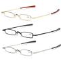 Small Reading Glasses Men Women 3 Pairs Slim Pocket Readers with Pen Metal Case Spring Hinge 3.5