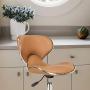 Mefeir Hydraulic Rolling Salon Stool Padded with Back Rest, Modern Cushion Drafting Chair on Wheels for Office Home Kitchen Counter, Height Adjustable Swivel Barstool, PVC Leather