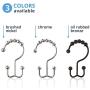 Maytex Shower Curtain Hooks Rust-Resistant Metal Double Roller Glide, Rings for Bathroom, Set of 12, Chrome