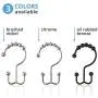 Maytex Shower Curtain Hooks Rust-Resistant Metal Double Roller Glide, Rings for Bathroom, Set of 12, Chrome