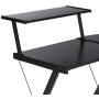 Halter L-Shaped Desk 59'' Computer Corner Desk Home Gaming, Office Desk Study Writing Modern Table, Black Desk with Black Metal Frame, Space Saver Easy to Assemble Halter L-Shaped Desk 59'' Computer Corner Desk Home Gaming, Office Desk Study Writing Modern Table, Black Desk with Black Metal Frame, Space Saver Easy to Assemble