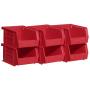 Akro-Mils 08212RED 30210 AkroBins Plastic Storage Bin Hanging Stacking Containers, (5-Inch x 4-Inch x 3-Inch), Pack of 6, Red