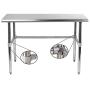 AmGood Stainless Steel Work Table Open Base | Metal Work Bench (Stainless Steel Work Table Open Base, 48'' Long x 18'' Deep)
