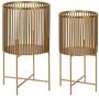 Kate and Laurel Paynter Modern 2-Piece Metal Floor Planter Set with Foldable Stand, Gold