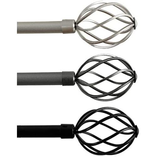 Elegant Window Treatment Single Curtain Rod Set, 3/4 - Inch Diamter, 48 - Inch to 84 - Inch,Metal Quality, Pewter