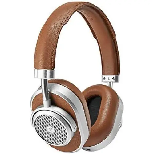 Master & Dynamic MW65 Active Noise-Cancelling (Anc) Wireless Headphones – Bluetooth Over-Ear Headphones with Mic, Silver Metal/ Brown Leather
