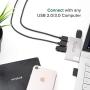Plugable USB Hub, Rotating 4 Port USB 3.0 Hub, Powered USB Hub (Compatible with Windows, macOS & Linux, USB 2.0 Backwards Compatible)