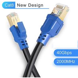 Cat8 Ethernet Cable 15FT, JEVIT Internet Network Cord, 40Gbps 2000Mhz LAN Wires, High Speed S/FTP LAN Cables with Gold Plated RJ45 Connector for Router, Modem, Gaming (5m/ 15FT）