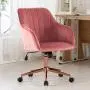 Duhome Home Office Chair Computer Desk Chair Armchair Task Chair Velvet Upholstered Chair Height Adjustable Comfortable Stool Swivel Rolling Chair with Rose Gold Metal Base for Office Study Pink Duhome Home Office Chair Computer Desk Chair Armchair Task Chair Velvet Upholstered Chair Height Adjustable Comfortable Stool Swivel Rolling Chair with Rose Gold Metal Base for Office Study Pink
