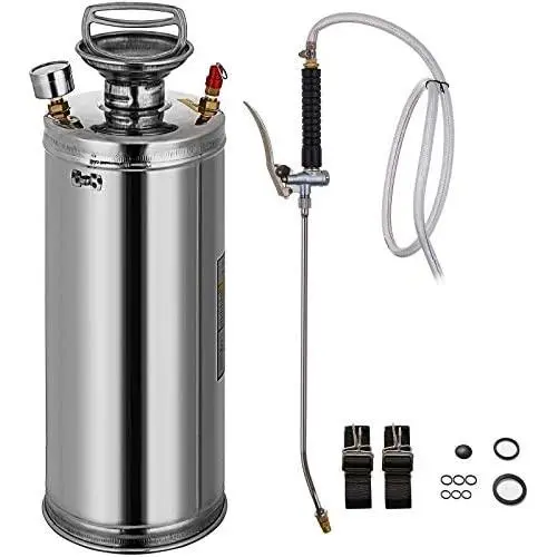 Happybuy Stainless Steel Sprayer, 2 Gallon - Steel Hand-Pump Sprayer, with 3.3-inch Reinforced Hose - Garden Sprayer for Home, Gardening, Ground Cleaning Happybuy Stainless Steel Sprayer, 2 Gallon - Steel Hand-Pump Sprayer, with 3.3-inch Reinforced Hose - Garden Sprayer for Home, Gardening, Ground Cleaning