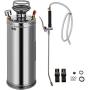 Happybuy Stainless Steel Sprayer, 2 Gallon - Steel Hand-Pump Sprayer, with 3.3-inch Reinforced Hose - Garden Sprayer for Home, Gardening, Ground Cleaning