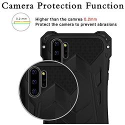 Samsung Note 10 Plus Metal Military Case,HATA Note 10 Plus Metal Bumper Silicone Heavy Duty Case Hybrid Rugged Armor Sturdy Shockproof Full Body Defender Outdoor Cover for Samsung Note 10 Plus(Black)