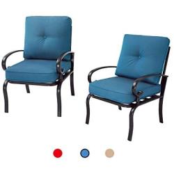 Oakmont 2 Piece Outdoor Furniture Patio Bistro Chairs Metal Dining Furniture Set, All-Weather Garden Seating Chair (Peacock Blue)