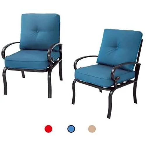 Oakmont 2 Piece Outdoor Furniture Patio Bistro Chairs Metal Dining Furniture Set, All-Weather Garden Seating Chair (Peacock Blue) Oakmont 2 Piece Outdoor Furniture Patio Bistro Chairs Metal Dining Furniture Set, All-Weather Garden Seating Chair (Peacock Blue)