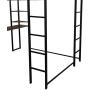 Metal Loft Bed with Desk and 2 Shelves, Twin/Full Loft Bed Frame for Kids (Full, Black)
