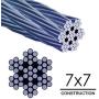 HarborCraft 1/8'' 316 Stainless Steel for Deck Cable Railing Kits DIY Balustrades 7x7 Wire Rope Aircraft Cable 150 Feet