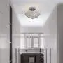 POPILION Elegant 2 Light Bowl Shaped Chrome Finish Metal Crystal Chandelier , Semi Flush Mount Ceiling Light Fixture