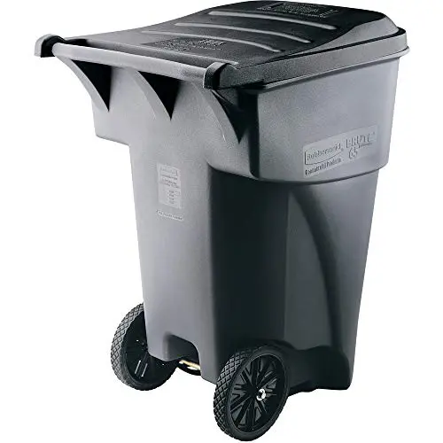 Rubbermaid Commercial Brute Rollout Heavy-Duty Waste Container, Square, Polyethylene, 95 Gallons, Gray (9W22GY) Rubbermaid Commercial Brute Rollout Heavy-Duty Waste Container, Square, Polyethylene, 95 Gallons, Gray (9W22GY)