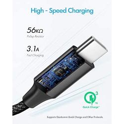 [3-Pack, 1ft] Short USB C Cable, Baiwwa 3.1A Fast Charging Cord USB A to Type C Cable Braided Charger Compatible with Samsung Galaxy A10e A71 A51 A50 A41 A30 A20 A11 S10e S10 S9 S20 Plus Note 20 10 9